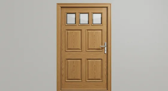 3 Square Composite Door, shown in Oak