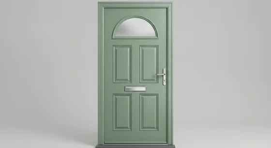 4 Panel 1 Arch Composite Door, shown in Chartwell Green