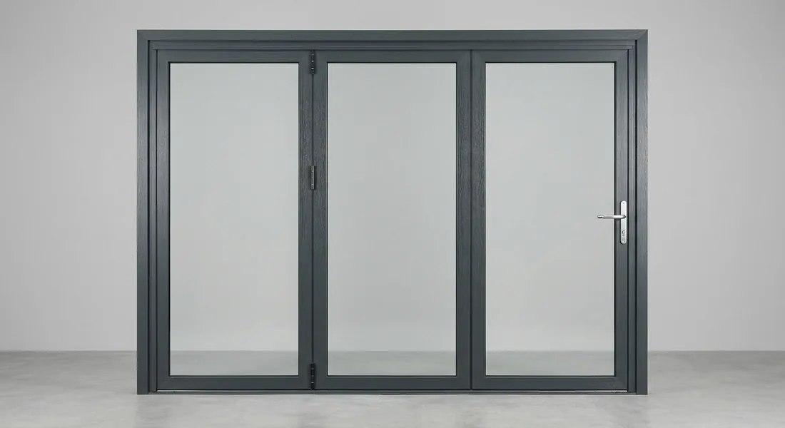 Aluminium Bifold Doors, shown in Anthracite Grey